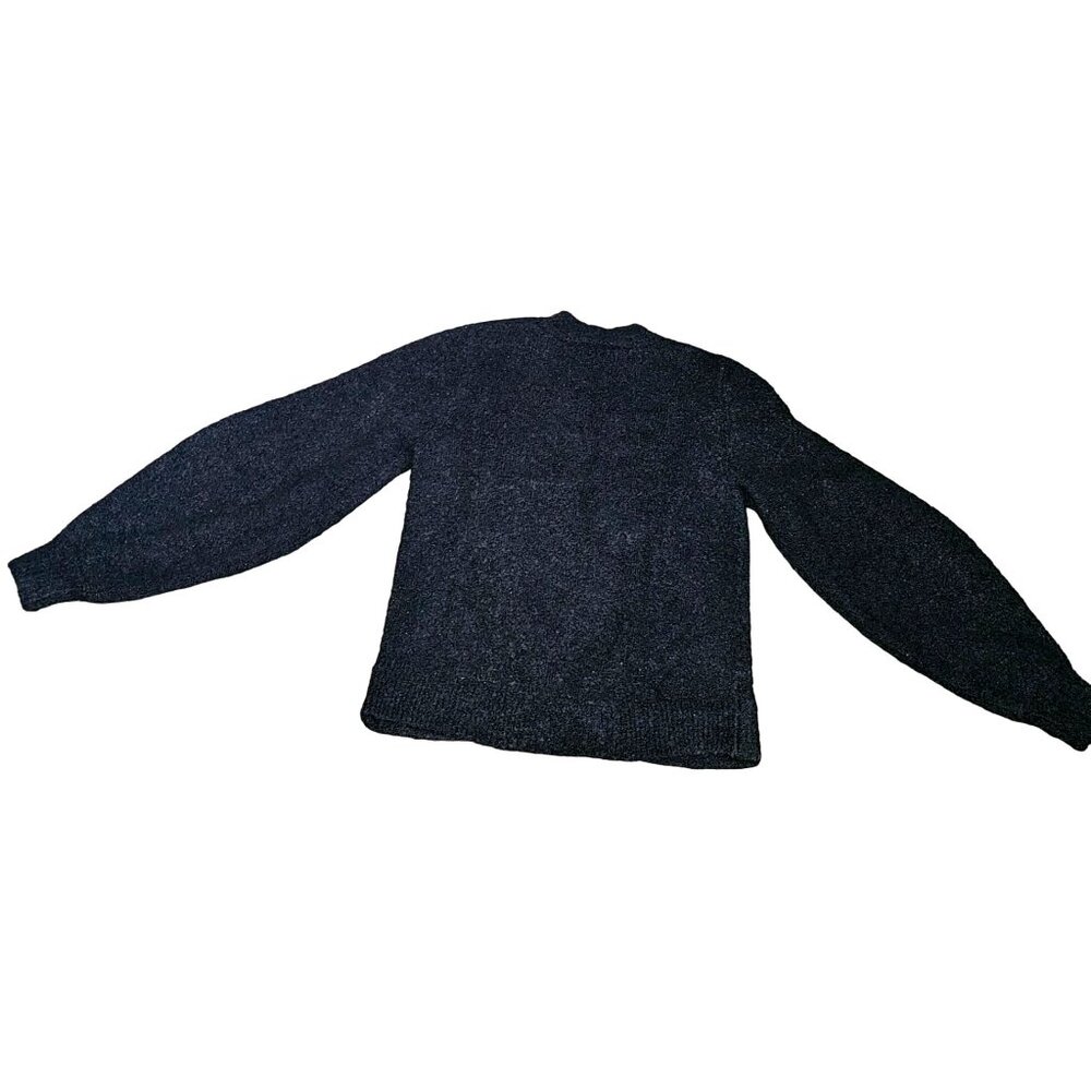 Joie Sweater Women XS Black Metallic Twist Front Volume Sleeve Wool Alpaca Boucl - Picture 4 of 7